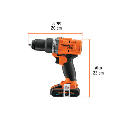 Rotomartillo 1/2', 20V, 1 batería 2Ah, TRUPER PRO | ROTI-20A2 | 103247