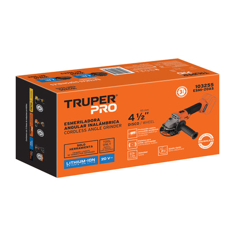 Esmeriladora 4-1/2', 20V, sin accesorios, TRUPER PRO | ESMI-20AS | 103255