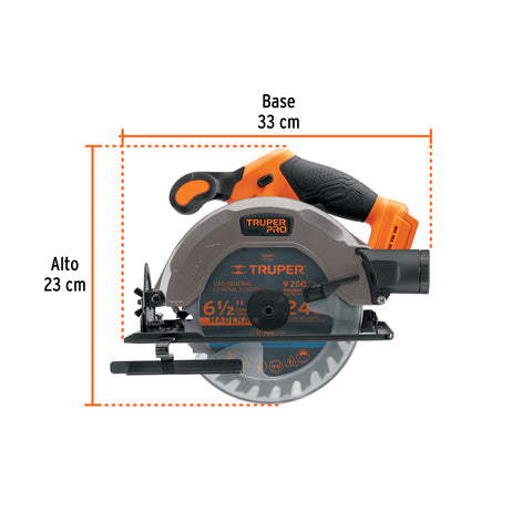 Sierra circular 6-1/2', 20V, sin accesorios, TRUPER PRO | SICI-20AS | 103257