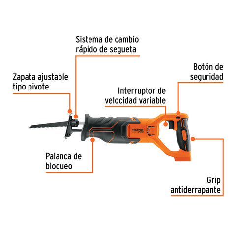 Sierra sable, 20V, sin accesorios, TRUPER PRO | SISI-20AS | 103259