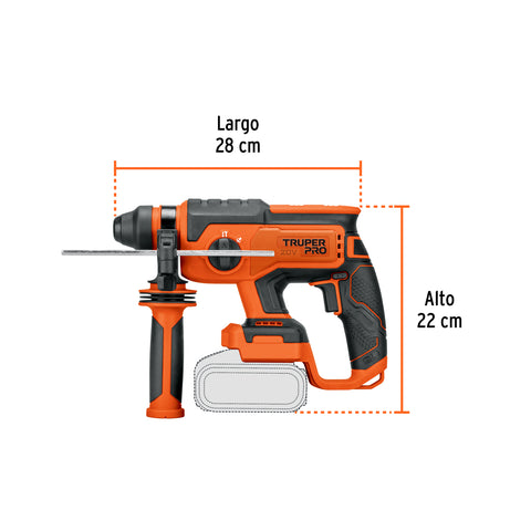 Rotomartillo SDS Plus 20V, 2 J, sin accesorios, TRUPER PRO | ROEI-20AS | 103264