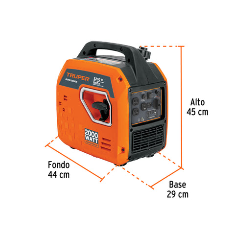Generador silencioso inverter 2.2kW, 80 cc, encendido manual | GEN-200 | 103278