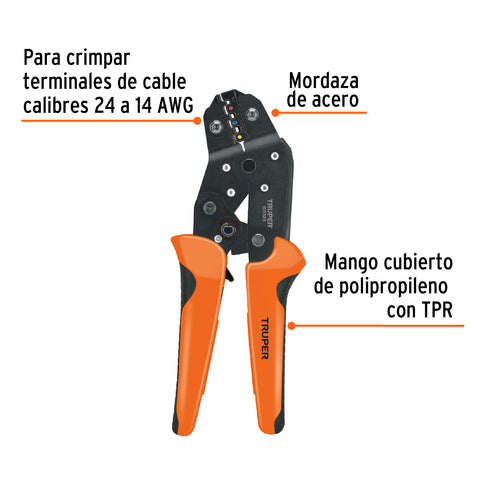 Kit de crimpadora y 500 terminales con aislamiento, Truper | PCT-8K | 103328