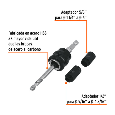 Mandril de cambio rápido con adaptadores y broca, Truper | MAND-CR | 103390
