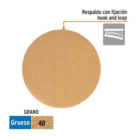Paquete c/5 discos de lija 6' grano 40, ciegos | DIRO-064 | 103407