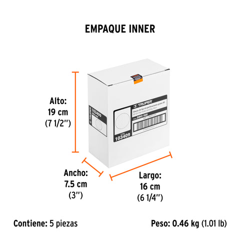 Paquete c/5 discos de lija 6' grano 80, ciegos | DIRO-068 | 103409
