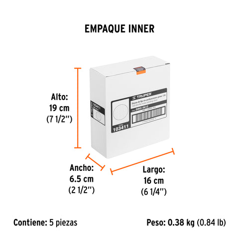 Paquete c/5 discos de lija 6' grano 120, ciegos | DIRO-0612 | 103411