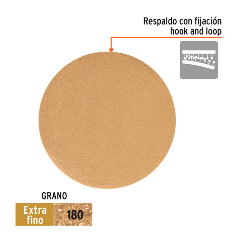 Paquete c/5 discos de lija 6' grano 180, ciegos | DIRO-0618 | 103413