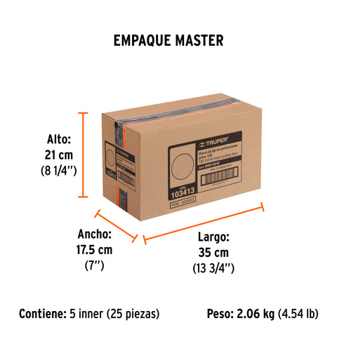 Paquete c/5 discos de lija 6' grano 180, ciegos | DIRO-0618 | 103413