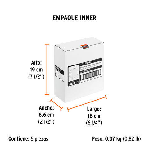 Paquete c/5 discos de lija 6' grano 180, ciegos | DIRO-0618 | 103413