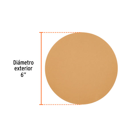 Paquete c/5 discos de lija 6' grano 220, ciegos | DIRO-0622 | 103414