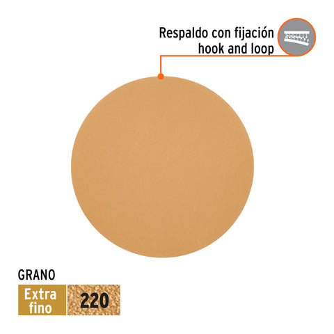 Paquete c/5 discos de lija 6' grano 220, ciegos | DIRO-0622 | 103414