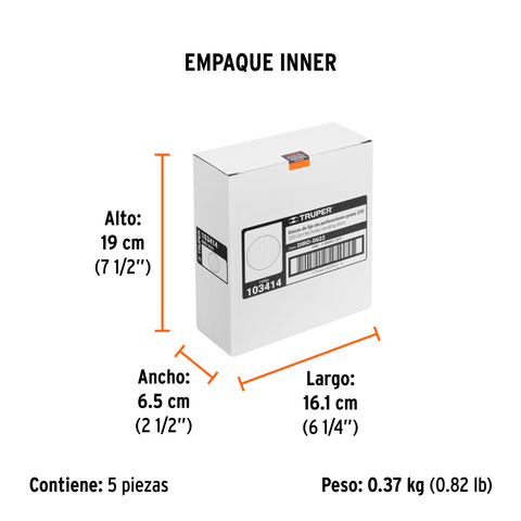 Paquete c/5 discos de lija 6' grano 220, ciegos | DIRO-0622 | 103414