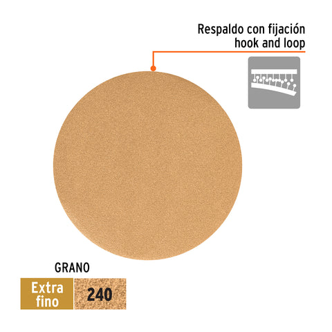 Paquete c/5 discos de lija 6' grano 240, ciegos | DIRO-0624 | 103415