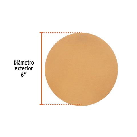 Paquete c/5 discos de lija 6' grano 320, ciegos | DIRO-0632 | 103416