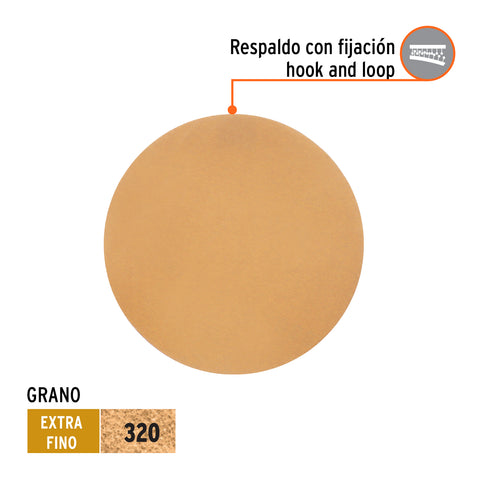 Paquete c/5 discos de lija 6' grano 320, ciegos | DIRO-0632 | 103416