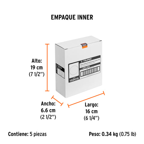 Paquete c/5 discos de lija 6' grano 320, ciegos | DIRO-0632 | 103416