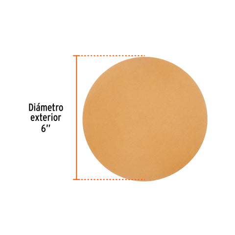 Paquete c/5 discos de lija 6' grano 600, ciegos | DIRO-0660 | 103418