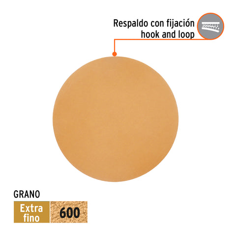 Paquete c/5 discos de lija 6' grano 600, ciegos | DIRO-0660 | 103418