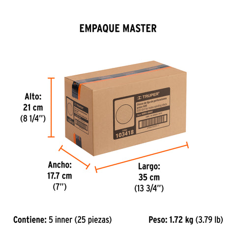 Paquete c/5 discos de lija 6' grano 600, ciegos | DIRO-0660 | 103418