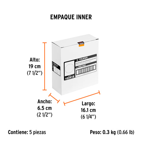 Paquete c/5 discos de lija 6' grano 600, ciegos | DIRO-0660 | 103418