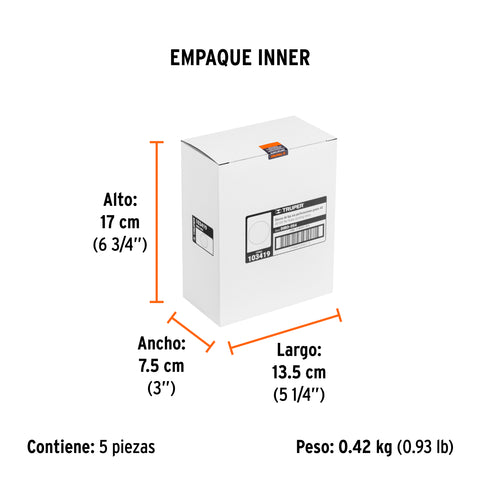 Paquete con 5 discos de lija 5' grano 40, ciegos, TRUPER | DIRO-054 | 103419