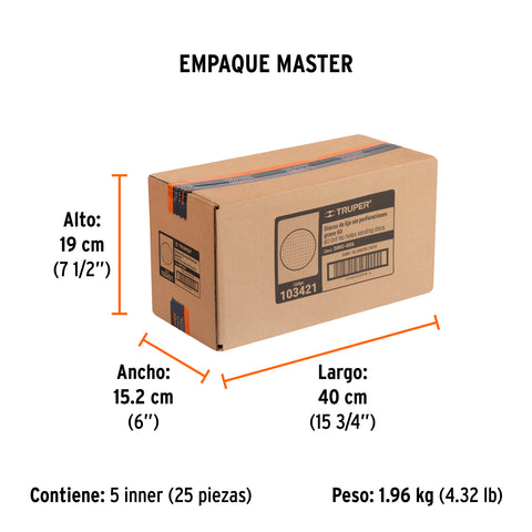 Paquete con 5 discos de lija 5' grano 60, ciegos, TRUPER | DIRO-056 | 103421