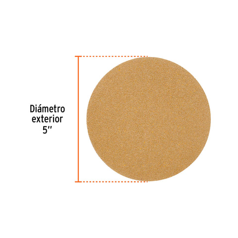 Paquete con 5 discos de lija 5' grano 80, ciegos, TRUPER | DIRO-058 | 103422