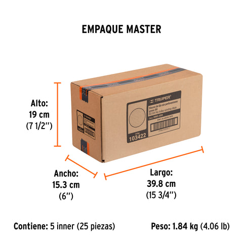 Paquete con 5 discos de lija 5' grano 80, ciegos, TRUPER | DIRO-058 | 103422