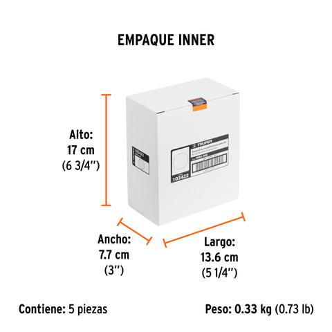 Paquete con 5 discos de lija 5' grano 80, ciegos, TRUPER | DIRO-058 | 103422