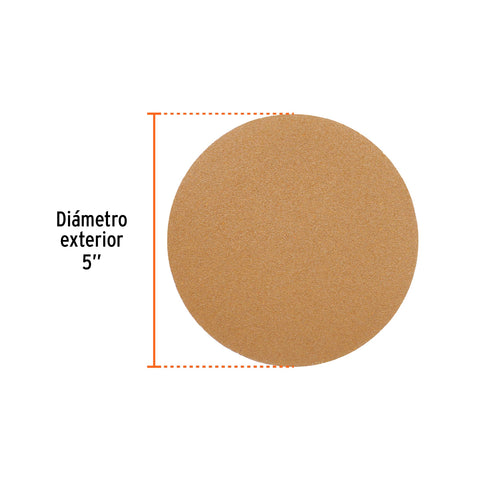 Paquete con 5 discos de lija 5' grano 100, ciegos, TRUPER | DIRO-0510 | 103423