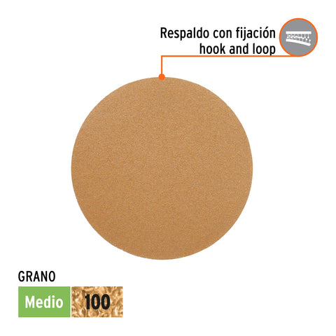 Paquete con 5 discos de lija 5' grano 100, ciegos, TRUPER | DIRO-0510 | 103423