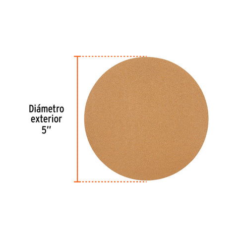 Paquete con 5 discos de lija 5' grano 120, ciegos, TRUPER | DIRO-0512 | 103424