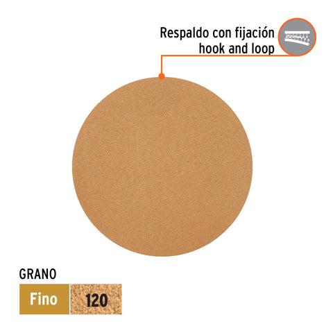 Paquete con 5 discos de lija 5' grano 120, ciegos, TRUPER | DIRO-0512 | 103424