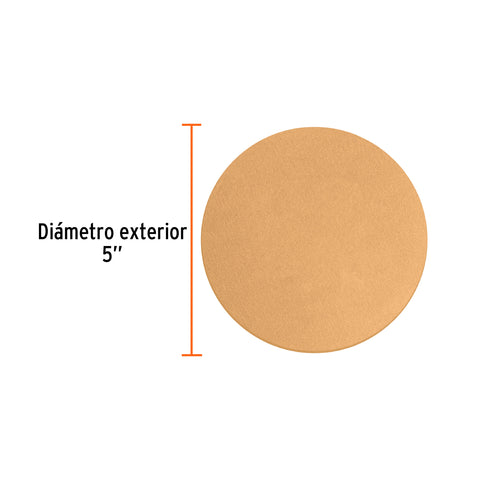 Paquete con 5 discos de lija 5' grano 150, ciegos, TRUPER | DIRO-0515 | 103425
