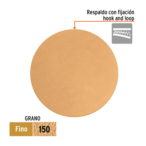 Paquete con 5 discos de lija 5' grano 150, ciegos, TRUPER | DIRO-0515 | 103425