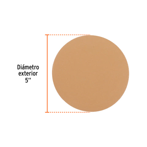 Paquete con 5 discos de lija 5' grano 180, ciegos, TRUPER | DIRO-0518 | 103426