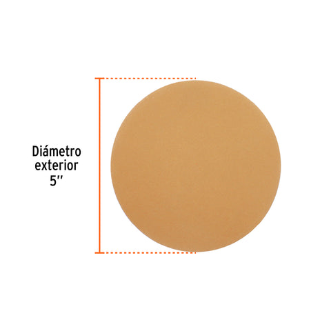 Paquete con 5 discos de lija 5' grano 220, ciegos, TRUPER | DIRO-0522 | 103427