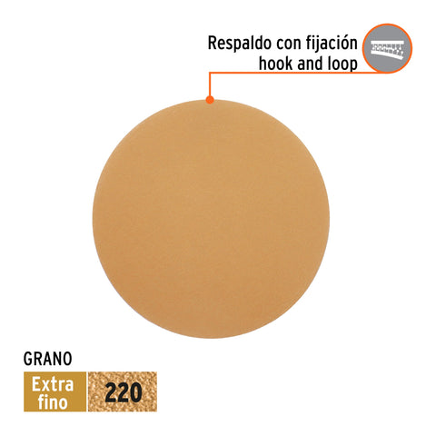 Paquete con 5 discos de lija 5' grano 220, ciegos, TRUPER | DIRO-0522 | 103427