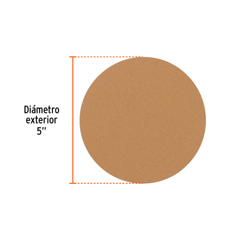 Paquete con 5 discos de lija 5' grano 240, ciegos, TRUPER | DIRO-0524 | 103428