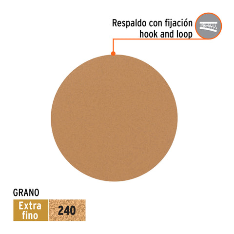 Paquete con 5 discos de lija 5' grano 240, ciegos, TRUPER | DIRO-0524 | 103428