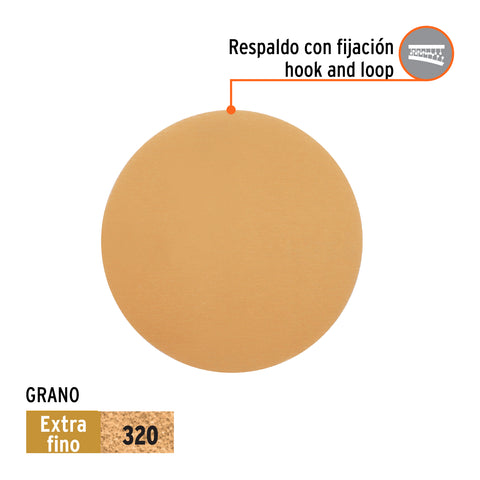 Paquete con 5 discos de lija 5' grano 320, ciegos, TRUPER | DIRO-0532 | 103429
