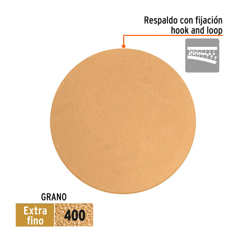 Paquete con 5 discos de lija 5' grano 400, ciegos, TRUPER | DIRO-0540 | 103430
