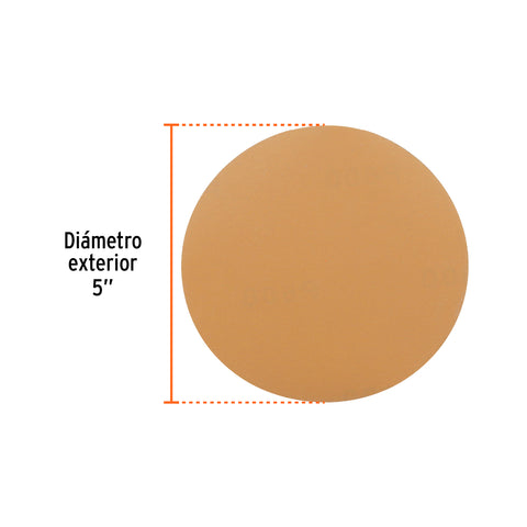 Paquete con 5 discos de lija 5' grano 600, ciegos, TRUPER | DIRO-0560 | 103431