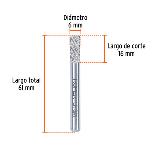 Lima rotativa punta cilindro, 10 mm, TRUPER | LR-SA1 | 103476