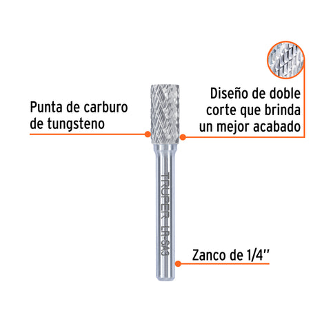 Lima rotativa punta cilindro, 6 mm, TRUPER | LR-SA3 | 103477