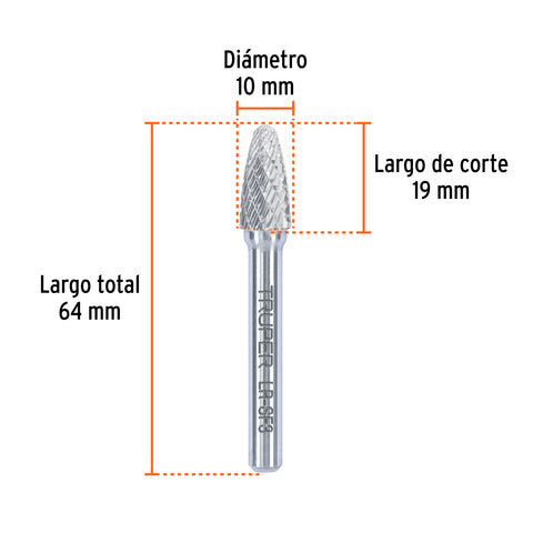 Lima rotativa punta árbol redonda, 10 mm, TRUPER | LR-SF3 | 103482
