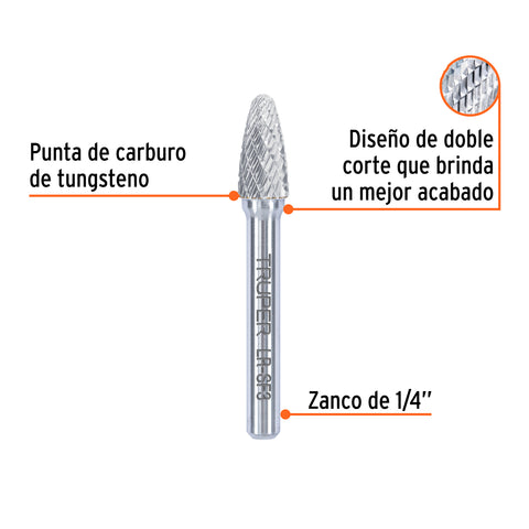 Lima rotativa punta árbol redonda, 10 mm, TRUPER | LR-SF3 | 103482