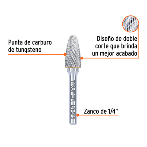 Lima rotativa punta árbol redonda, 13 mm, TRUPER | LR-SF5 | 103483