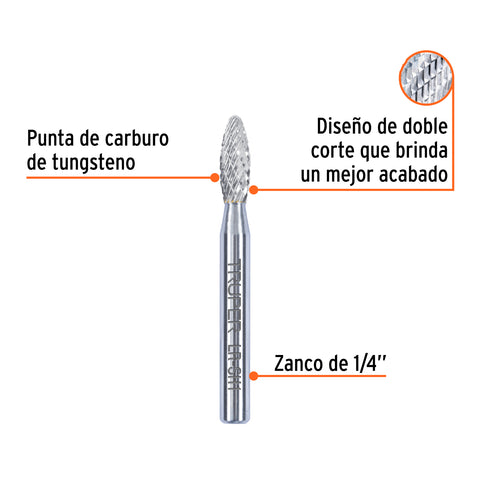 Lima rotativa punta flama, 6 mm, TRUPER | LR-SH1 | 103500